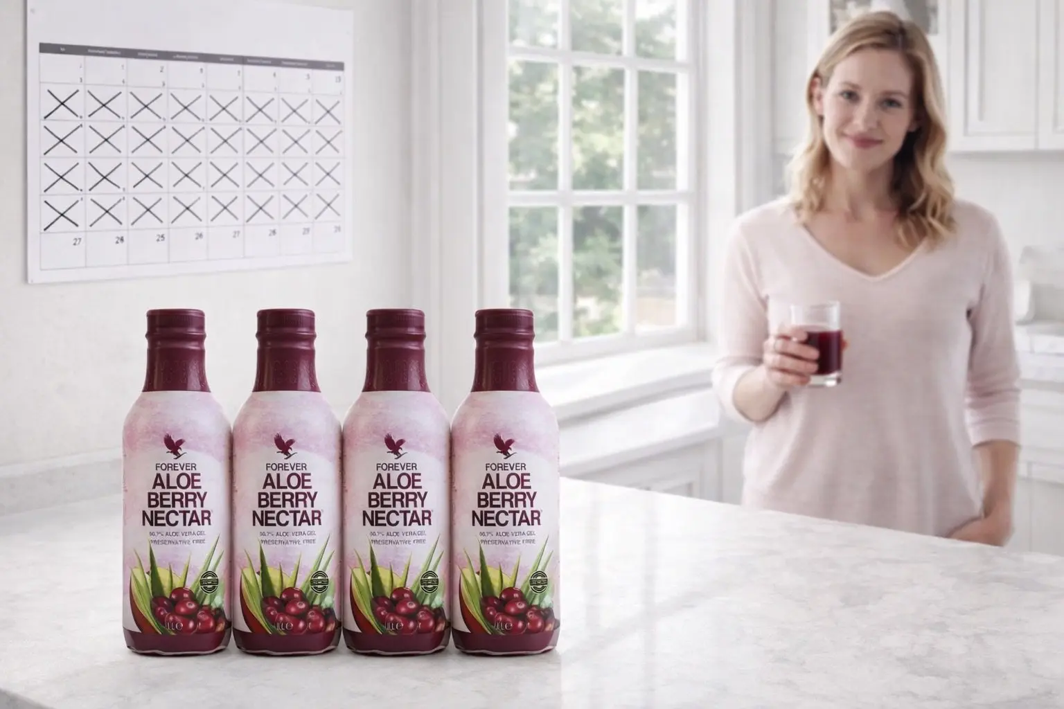 Vier Flaschen Forever Aloe Berry Nectar im 4-Pack