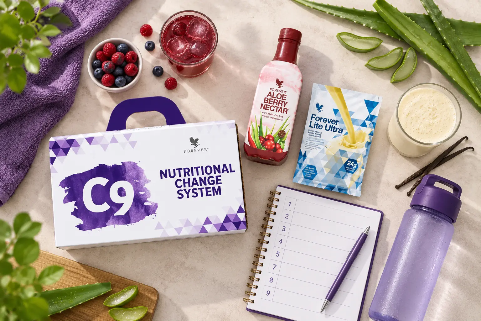 Clean 9 Berry Vanilla in einer Produktaufnahme und einer Alltagsszene