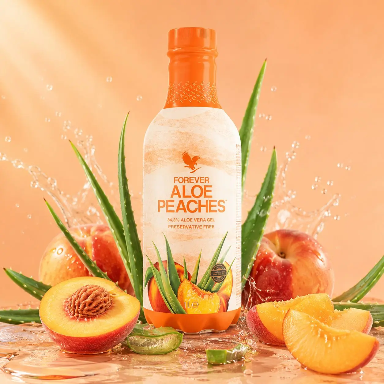Forever Aloe Peaches mit Pfirsichen und Aloe vera