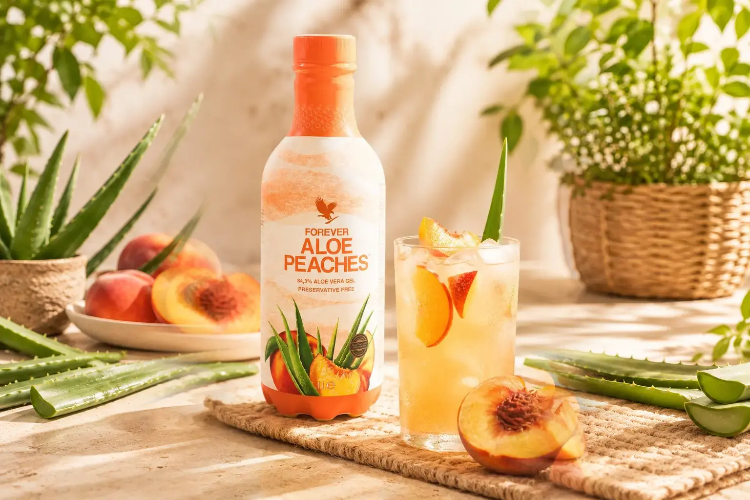 Gekühltes Forever Aloe Peaches mit Pfirsich