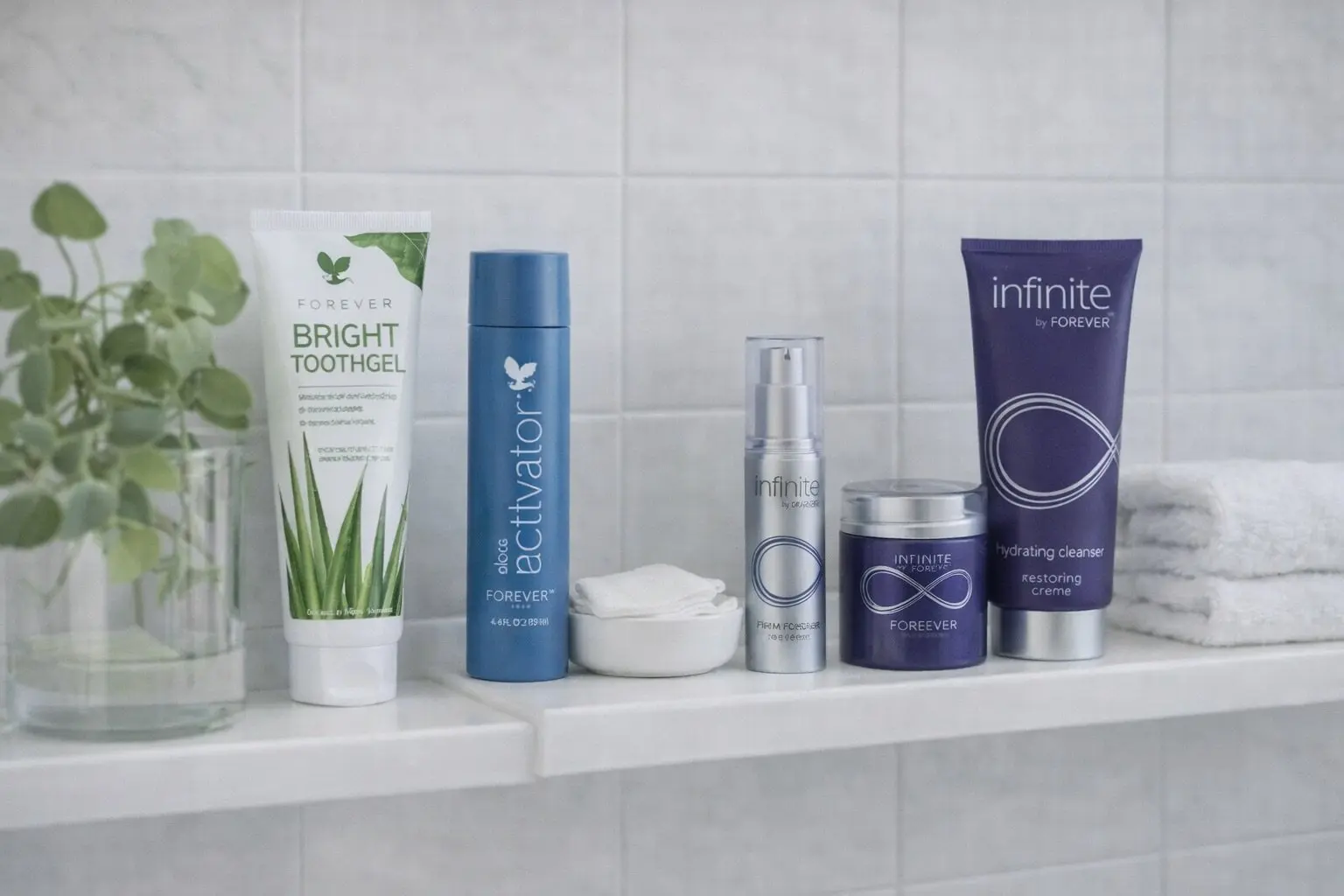 Infinite Skin Care Kit in einer Produkt- und Alltagsszene